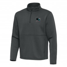 San Jose Sharks Antigua Pewter Twist Quarter-Zip Pullover Jacket San Jose Sharks Antigua Pewter Twist Quarter-Zip Pullover Jacket
