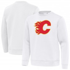 Calgary Flames Antigua White Relevant Lightweight Pullover Sweatshirt