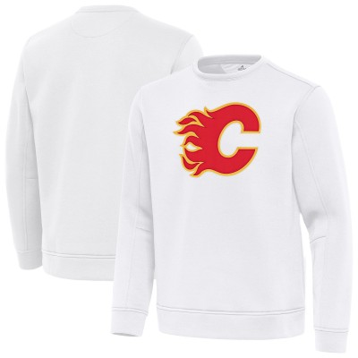 Calgary Flames Antigua White Relevant Lightweight Pullover Sweatshirt