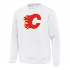 Calgary Flames Antigua White Relevant Lightweight Pullover Sweatshirt