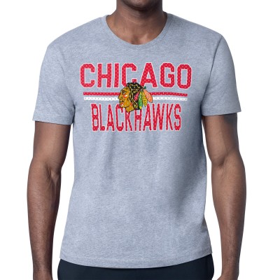 Футболка Chicago Blackhawks Starter Mesh Look Team Name - Heather Gray