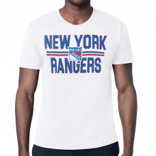New York Rangers Starter White Mesh Look Team Name T-Shirt New York Rangers Starter White Mesh Look Team Name T-Shirt