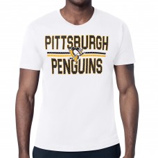 Pittsburgh Penguins Starter White Mesh Look Team Name T-Shirt