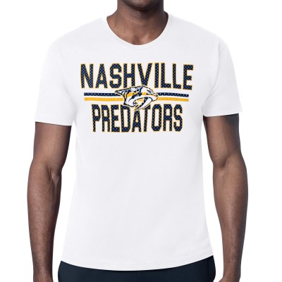 Nashville Predators Starter White Mesh Look Team Name T-Shirt
