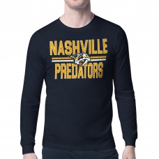 Nashville Predators Starter Navy Mesh Look Team Name Long Sleeve T-Shirt