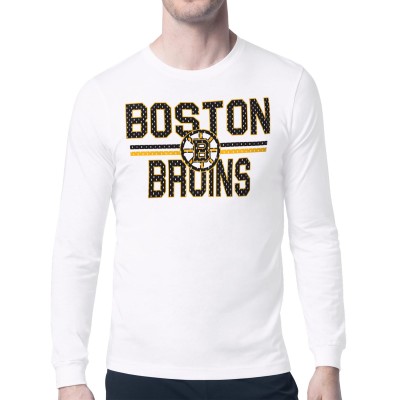 Футболка с длинным рукавом Boston Bruins Starter White Mesh Look Team Name
