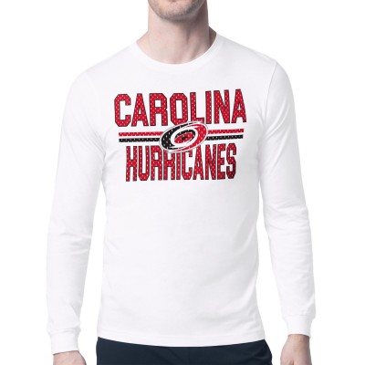 Футболка с длинным рукавом Carolina Hurricanes Starter White Mesh Look Team Name
