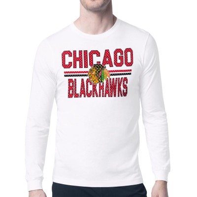 Футболка с длинным рукавом Chicago Blackhawks Starter Mesh Look Team Name - White