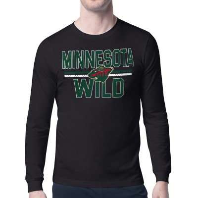 Футболка с длинным рукавом Minnesota Wild Starter Black Mesh Look Team Name