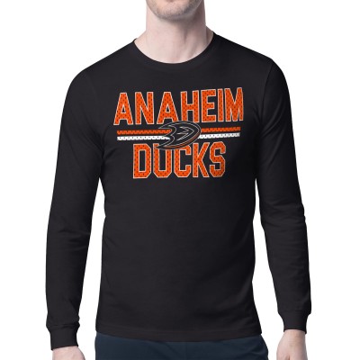Футболка с длинным рукавом Anaheim Ducks Starter Black Mesh Look Team Name