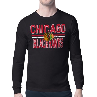 Футболка с длинным рукавом Chicago Blackhawks Starter Mesh Look Team Name - Black