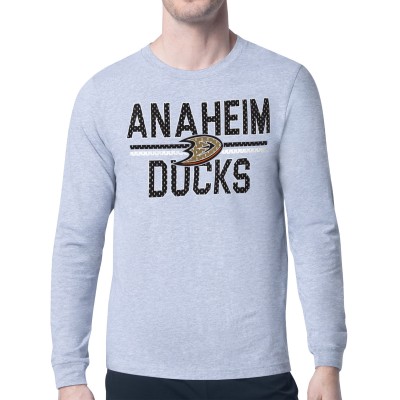 Футболка с длинным рукавом Anaheim Ducks Starter Heather Gray Mesh Look Team Name Logo