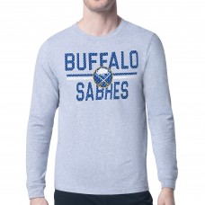 Футболка с длинным рукавом Buffalo Sabres Starter Heather Gray Mesh Look Team Name Logo