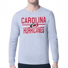 Футболка с длинным рукавом Carolina Hurricanes Starter Heather Gray Mesh Look Team Name Logo