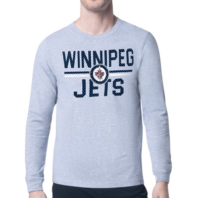 Футболка с длинным рукавом Winnipeg Jets Starter Mesh Look Team Name Logo - Heather Gray