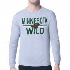 Футболка с длинным рукавом Minnesota Wild Starter Heather Gray Mesh Look Team Name Logo