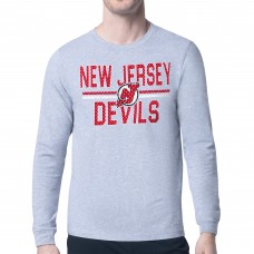 Футболка с длинным рукавом New Jersey Devils Starter Heather Gray Mesh Look Team Name Logo