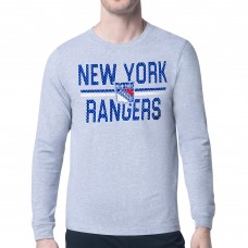 New York Rangers Starter Heather Gray Mesh Look Team Name Logo Long Sleeve T-Shirt New York Rangers Starter Heather Gray Mesh Look Team Name Logo Long Sleeve T-Shirt