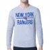 New York Rangers Starter Heather Gray Mesh Look Team Name Logo Long Sleeve T-Shirt