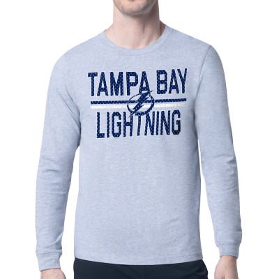 Футболка Tampa Bay Lightning Starter Heather Gray Mesh Look Team Name Logo Long Sleeve