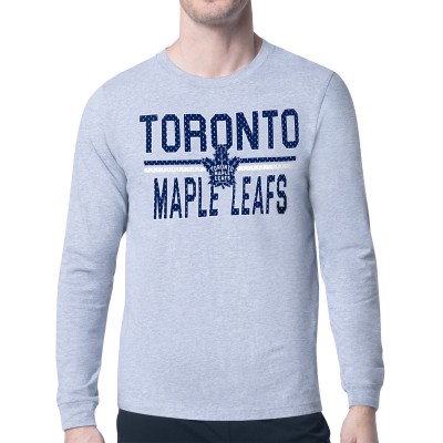 Футболка с длинным рукавом Toronto Maple Leafs Starter Heather Gray Mesh Look Team Name Logo