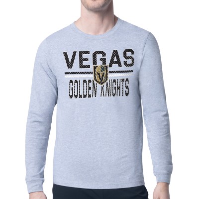 Футболка с длинным рукавом Vegas Golden Knights Starter Heather Gray Mesh Look Team Name Logo