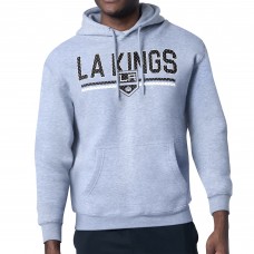Los Angeles Kings Starter Heather Gray Mesh Look Team Name Logo Tri-Blend Pullover Hoodie