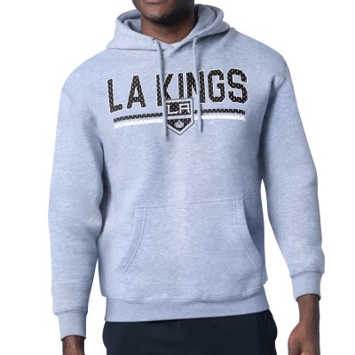 Los Angeles Kings Starter Heather Gray Mesh Look Team Name Logo Tri-Blend Pullover Hoodie