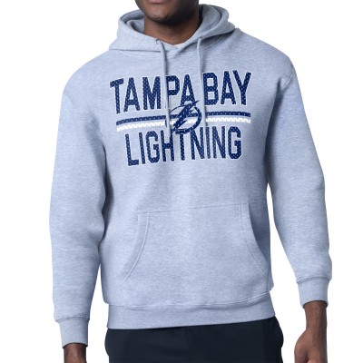 Tampa Bay Lightning Starter Heather Gray Mesh Look Team Name Logo Tri-Blend Pullover Hoodie
