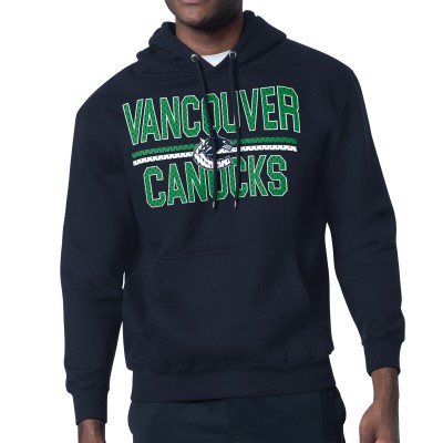 Vancouver Canucks Starter Navy Mesh Look Team Name Logo Tri-Blend Pullover Hoodie
