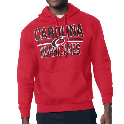 Carolina Hurricanes Starter Red Mesh Look Team Name Logo Tri-Blend Pullover Hoodie
