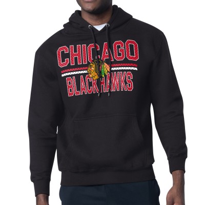Толстовка Chicago Blackhawks Starter Mesh Look Team Name Logo Tri-Blend - Black