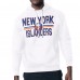 New York Islanders Starter White Mesh Look Team Name Logo Tri-Blend Pullover Hoodie