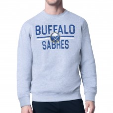 Buffalo Sabres Starter Heather Gray Mesh Look Team Name Logo Pullover Sweatshirt