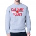 Calgary Flames Starter Heather Gray Mesh Look Team Name Logo Pullover Sweatshirt