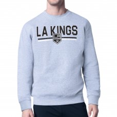 Los Angeles Kings Starter Heather Gray Mesh Look Team Name Logo Pullover Sweatshirt