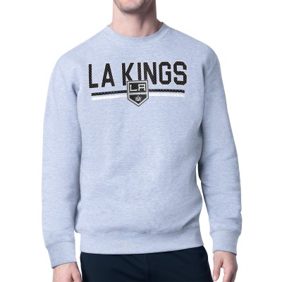 Los Angeles Kings Starter Heather Gray Mesh Look Team Name Logo Pullover Sweatshirt