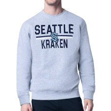 Seattle Kraken Starter Heather Gray Mesh Look Team Name Logo Pullover Sweatshirt