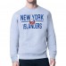 New York Islanders Starter Heather Gray Mesh Look Team Name Logo Pullover Sweatshirt