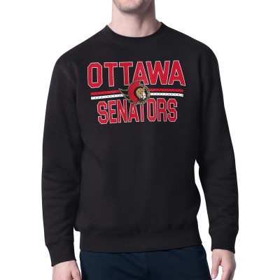 Ottawa Senators Starter Black Mesh Look Team Name Logo Pullover Sweatshirt