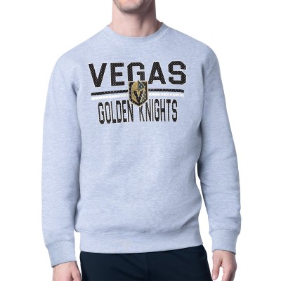 Vegas Golden Knights Starter Heather Gray Mesh Look Team Name Logo Pullover Sweatshirt