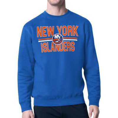 New York Islanders Starter Blue Mesh Look Team Name Logo Pullover Sweatshirt