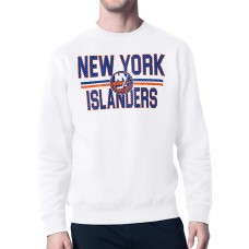 New York Islanders Starter White Mesh Look Team Name Logo Pullover Sweatshirt