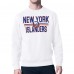 New York Islanders Starter White Mesh Look Team Name Logo Pullover Sweatshirt