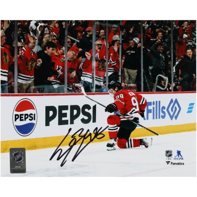 Connor Bedard Chicago Blackhawks Autographed Fanatics Authentic 8 x 10 Red Jersey Celebration Photograph