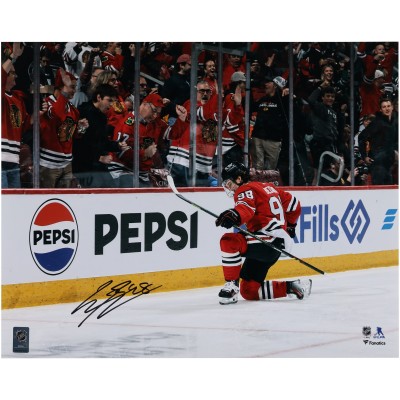 Connor Bedard Chicago Blackhawks Autographed Fanatics Authentic 16 x 20 Red Jersey Celebration Photograph