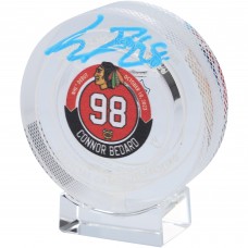 Шайба Connor Bedard Chicago Blackhawks Autographed Fanatics Authentic NHL Debut Crystal - Filled with Ice from NHL Debut Game