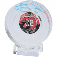 Шайба Connor Bedard Chicago Blackhawks Autographed Fanatics Authentic NHL Debut Crystal - Filled with Ice from NHL Debut Game