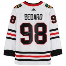 Игровая джерси Connor Bedard Chicago Blackhawks Autographed Fanatics Authentic White adidas Authentic