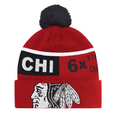 Шапка с помпоном Chicago Blackhawks Starter Chyron Commemorative Cuffed Knit - Red